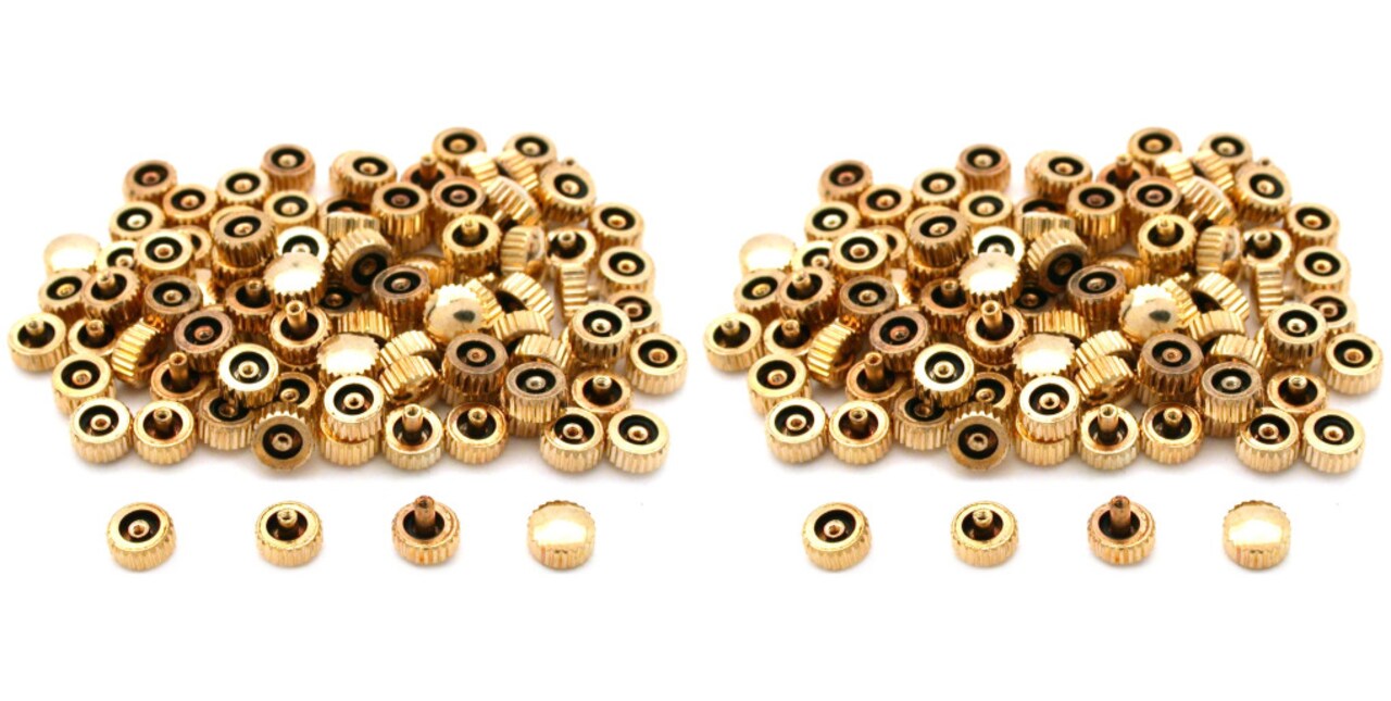 200 Assorted Gold Tone Watch Crowns For Watch Repair misc. watch crowns